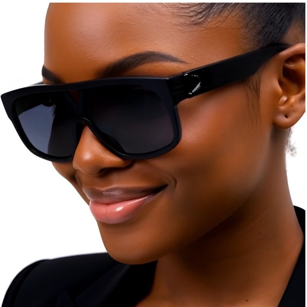 Black Oversized Shield Sunglasses Women's Fashion Statement Dark Lenses‎ Lentes